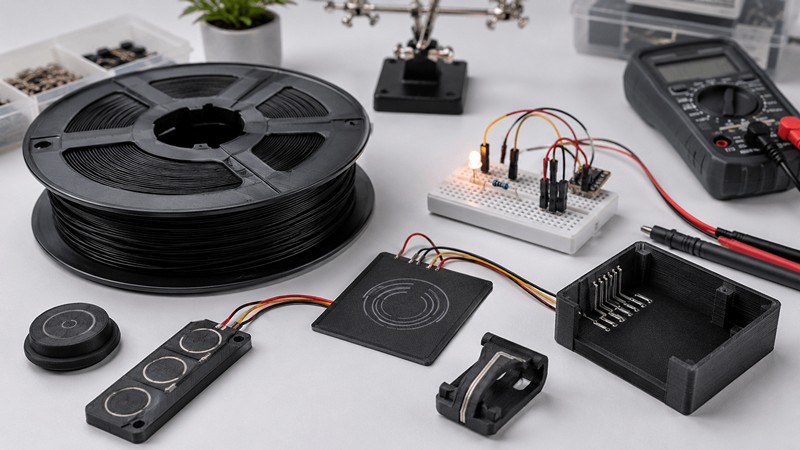 Conductive filament bemutatása: vezetőképes 3D nyomtatási anyag kisáramú projektekhez