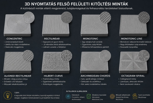 3D nyomtatás kitöltési minták útmutatója – Melyik mire való?