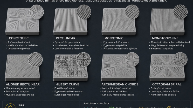 3D nyomtatás kitöltési minták útmutatója – Melyik mire való?