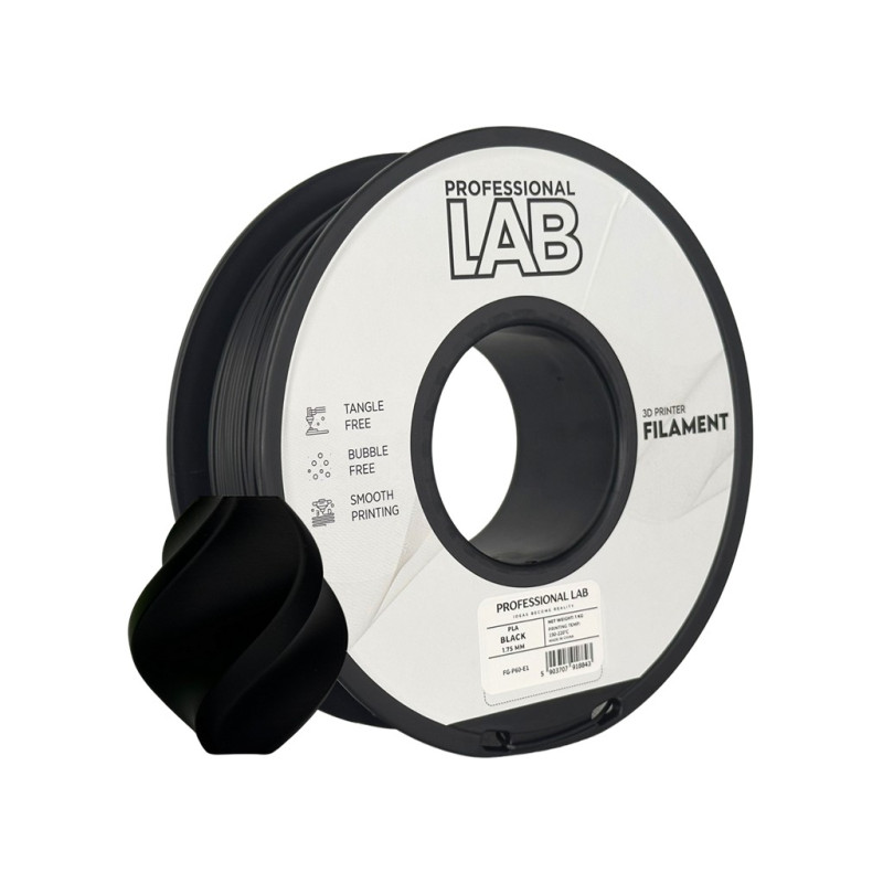 Professional Lab PLA filament, fekete - 1,75 mm / 1 kg