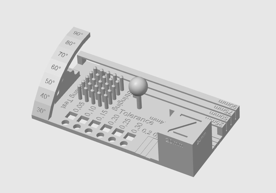 3D nyomtató kalibrációs tesztmodell szeletelőben
